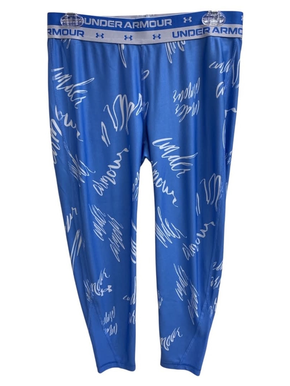 Under Armour Blue Script Print Compression Leggings Size M